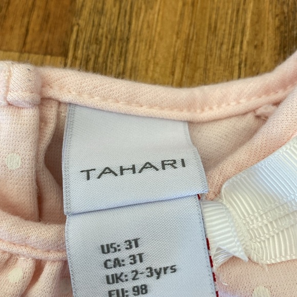 TAHARI Adorable Pink and White Polka Dot Dress with Bow. Size 3T. Short sleeve. - Picture 10 of 14